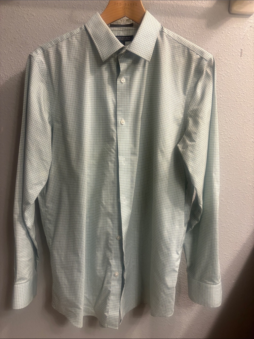 Banana Republic Mint Green Micro-Check Dress Shirt